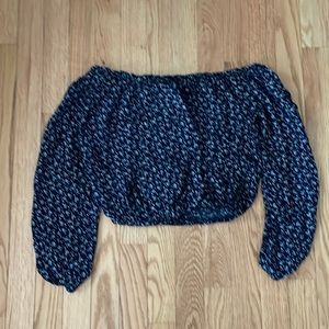 cute navy floral cropped top size small